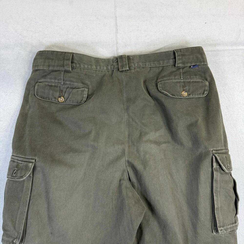 Vintage Tommy Hilfiger Cargo Pants Mens 36x30 Olive Green Pleated Twill 90s - Picture 4 of 8